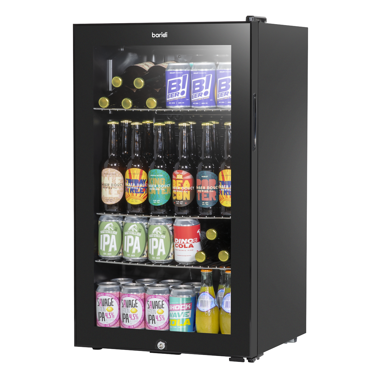 Baridi DH13 Undercounter Drinks, Beer & Wine Fridge with Wire Shelves, Internal Light & Security Lock 85L - additional view 2