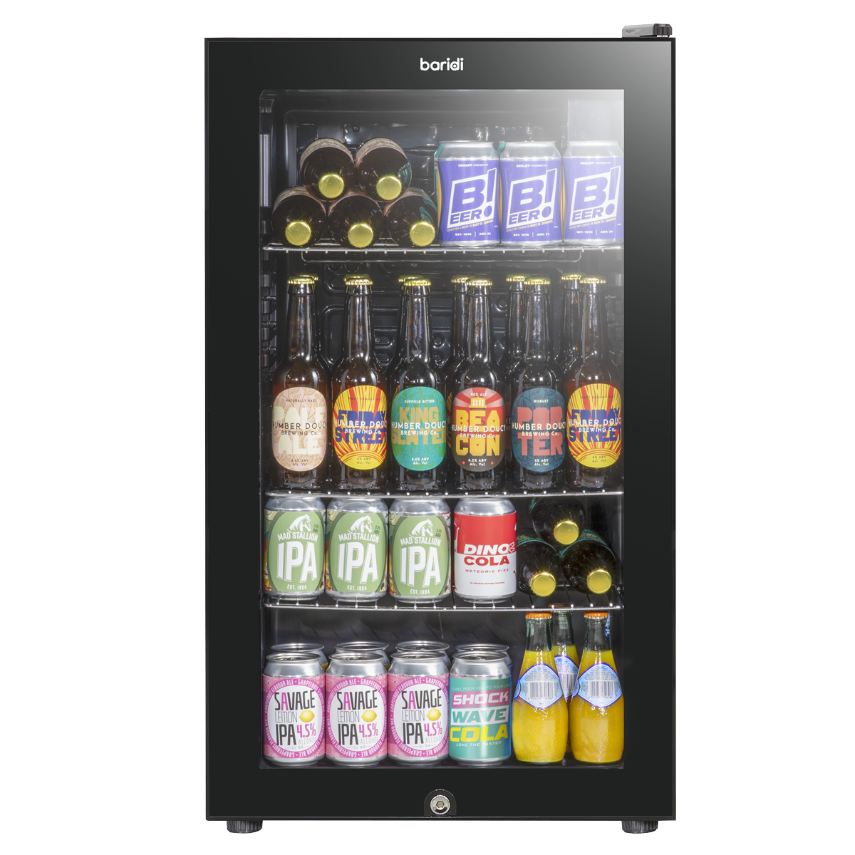 Baridi DH13 Undercounter Drinks, Beer & Wine Fridge with Wire Shelves, Internal Light & Security Lock 85L - additional view 3