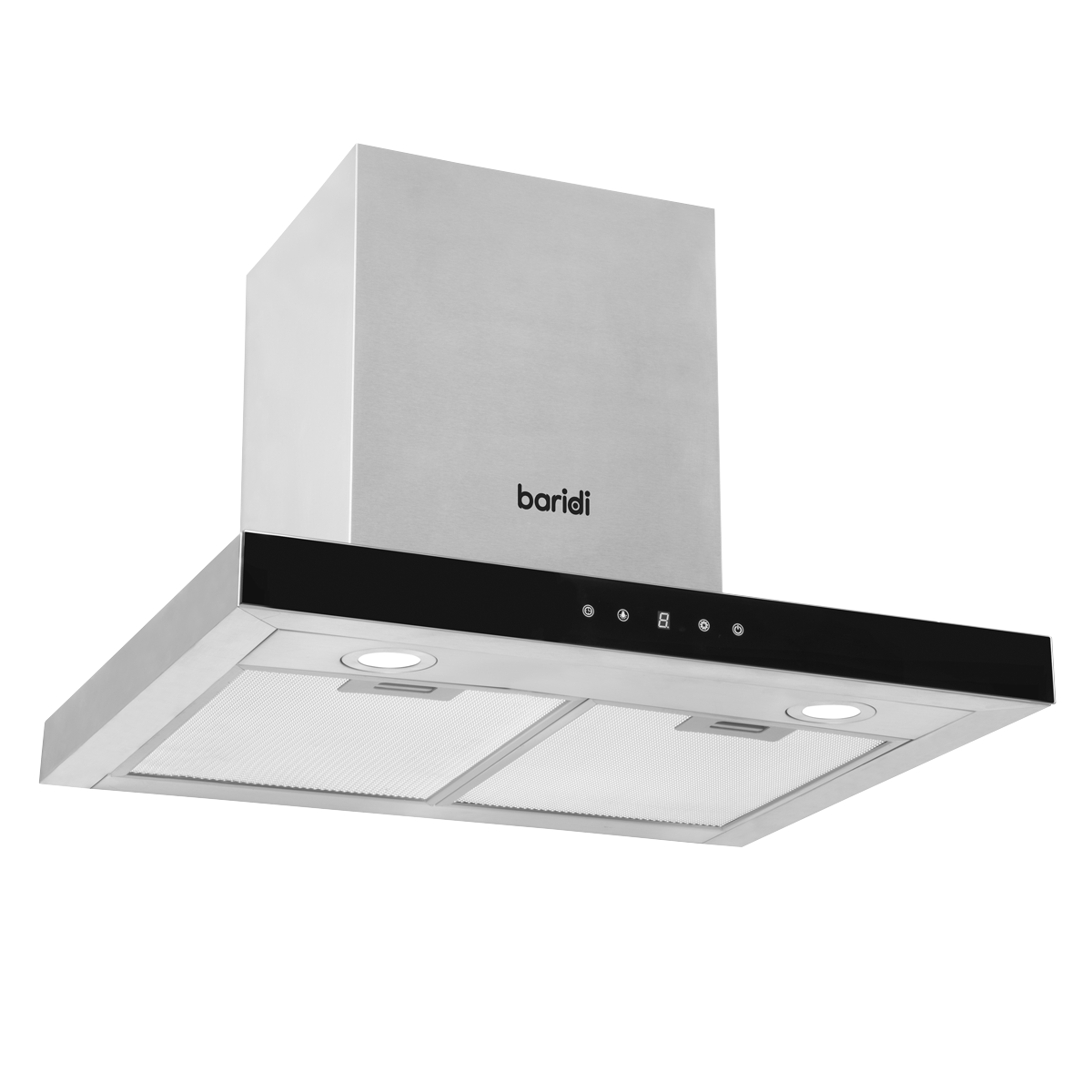 Baridi DH130 T-Shape Chimney Cooker Hood with Carbon Filters 60cm - Stainless Steel