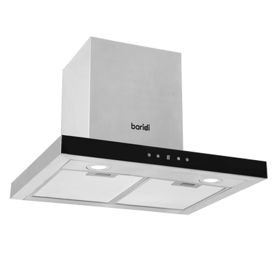 Baridi DH130 T-Shape Chimney Cooker Hood with Carbon Filters 60cm - Stainless Steel