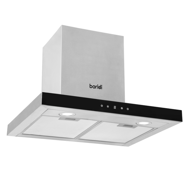 Baridi DH130 T-Shape Chimney Cooker Hood with Carbon Filters 60cm - Stainless Steel