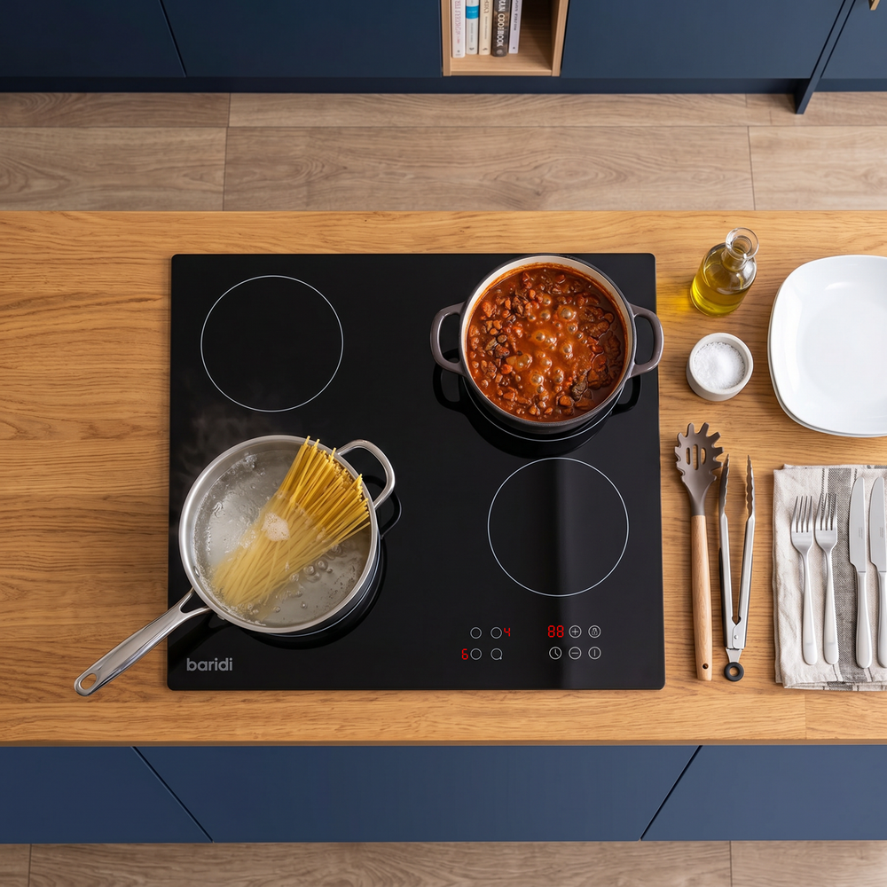 Baridi DH131 Integrated Ceramic Hob with 4 Cooking Zones 60cm - Black Glass - additional view 4