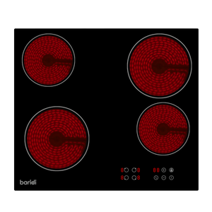 Baridi DH131 Integrated Ceramic Hob with 4 Cooking Zones 60cm - Black Glass