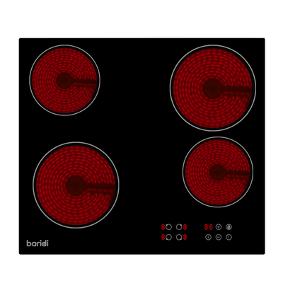 Baridi DH131 Integrated Ceramic Hob with 4 Cooking Zones 60cm - Black Glass