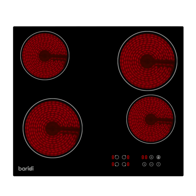 Baridi DH131 Integrated Ceramic Hob with 4 Cooking Zones 60cm - Black Glass
