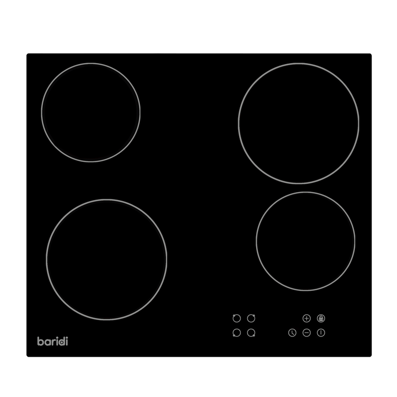 Baridi DH131 Integrated Ceramic Hob with 4 Cooking Zones 60cm - Black Glass - additional view 7