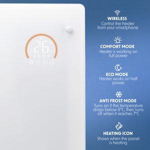 Baridi DH138 Electric Glass Panel Heater, 1500W, Thermostat Controlled 24Hr 7 Day Timer, Wi-Fi Enabled - additional view 2