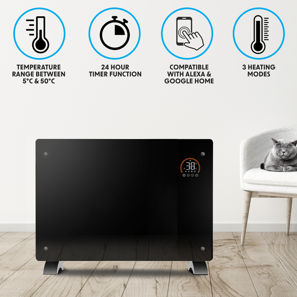 Baridi DH139 Electric Glass Panel Heater, 2000W, Thermostat Controlled Radiator with 24Hr 7 Day Timer - additional view 7