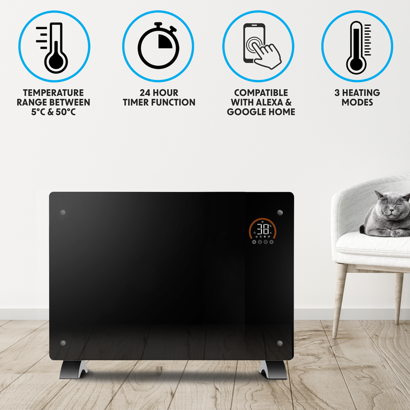 Baridi DH139 Electric Glass Panel Heater, 2000W, Thermostat Controlled Radiator with 24Hr 7 Day Timer - additional view 7