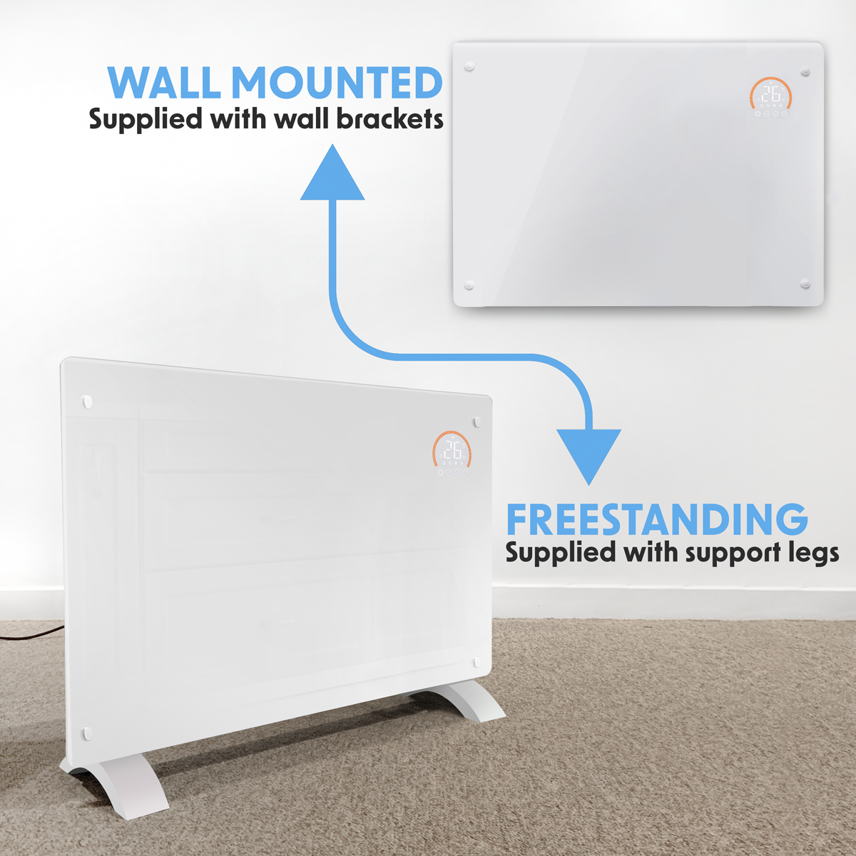 Baridi DH140 Electric Glass Panel Heater, 2000W, Thermostat Controlled 24Hr 7 Day Timer, Wi-Fi Enabled - additional view 5