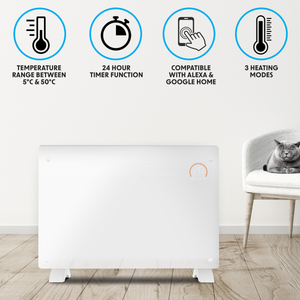 Baridi DH140 Electric Glass Panel Heater, 2000W, Thermostat Controlled 24Hr 7 Day Timer, Wi-Fi Enabled - additional view 4