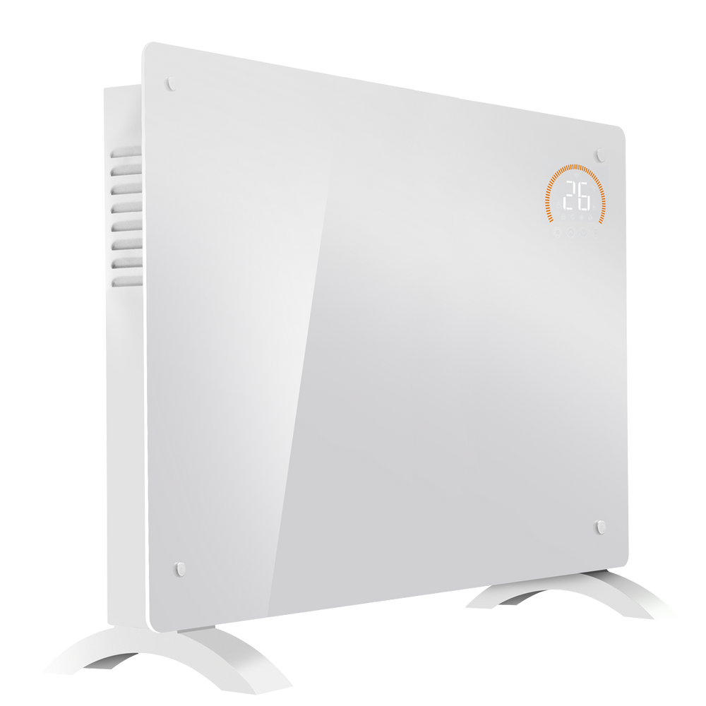 Baridi DH140 Electric Glass Panel Heater, 2000W, Thermostat Controlled 24Hr 7 Day Timer, Wi-Fi Enabled, Remote Control, White
