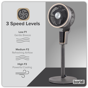 Baridi DH141 12" Pedestal Fan with Remote Control & 12hr Timer 230V - Grey - additional view 14