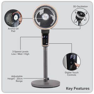 Baridi DH141 12" Pedestal Fan with Remote Control & 12hr Timer 230V - Grey - additional view 18