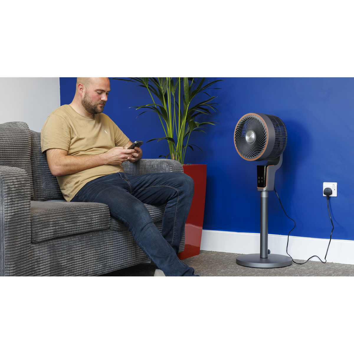 Baridi DH141 12" Pedestal Fan with Remote Control & 12hr Timer 230V - Grey - additional view 11