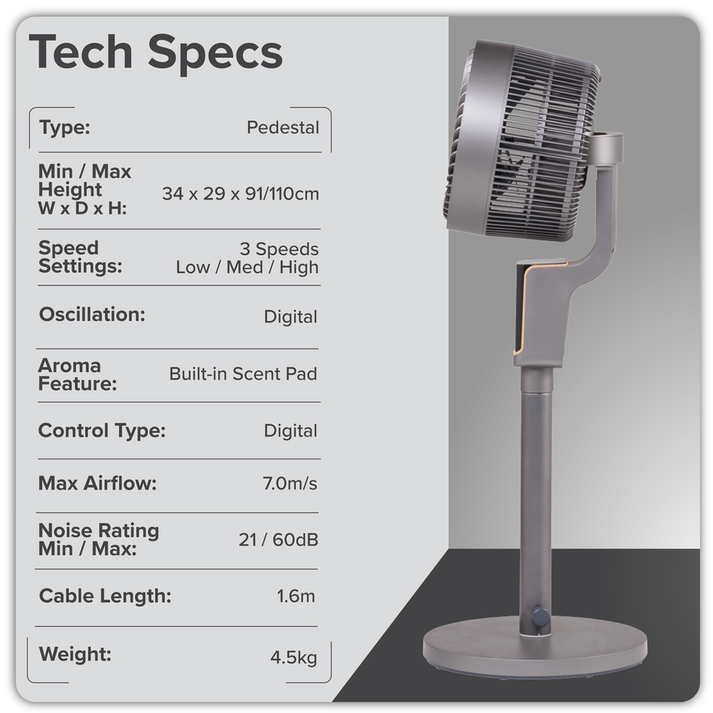 Baridi DH141 12" Pedestal Fan with Remote Control & 12hr Timer 230V - Grey - additional view 19