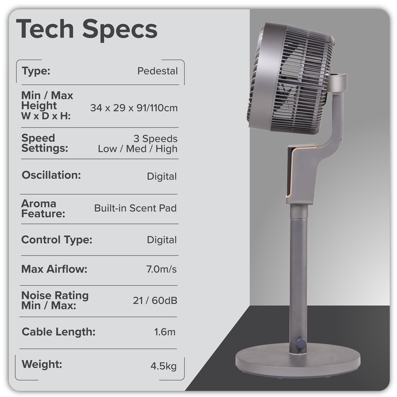 Baridi DH141 12" Pedestal Fan with Remote Control & 12hr Timer 230V - Grey - additional view 19