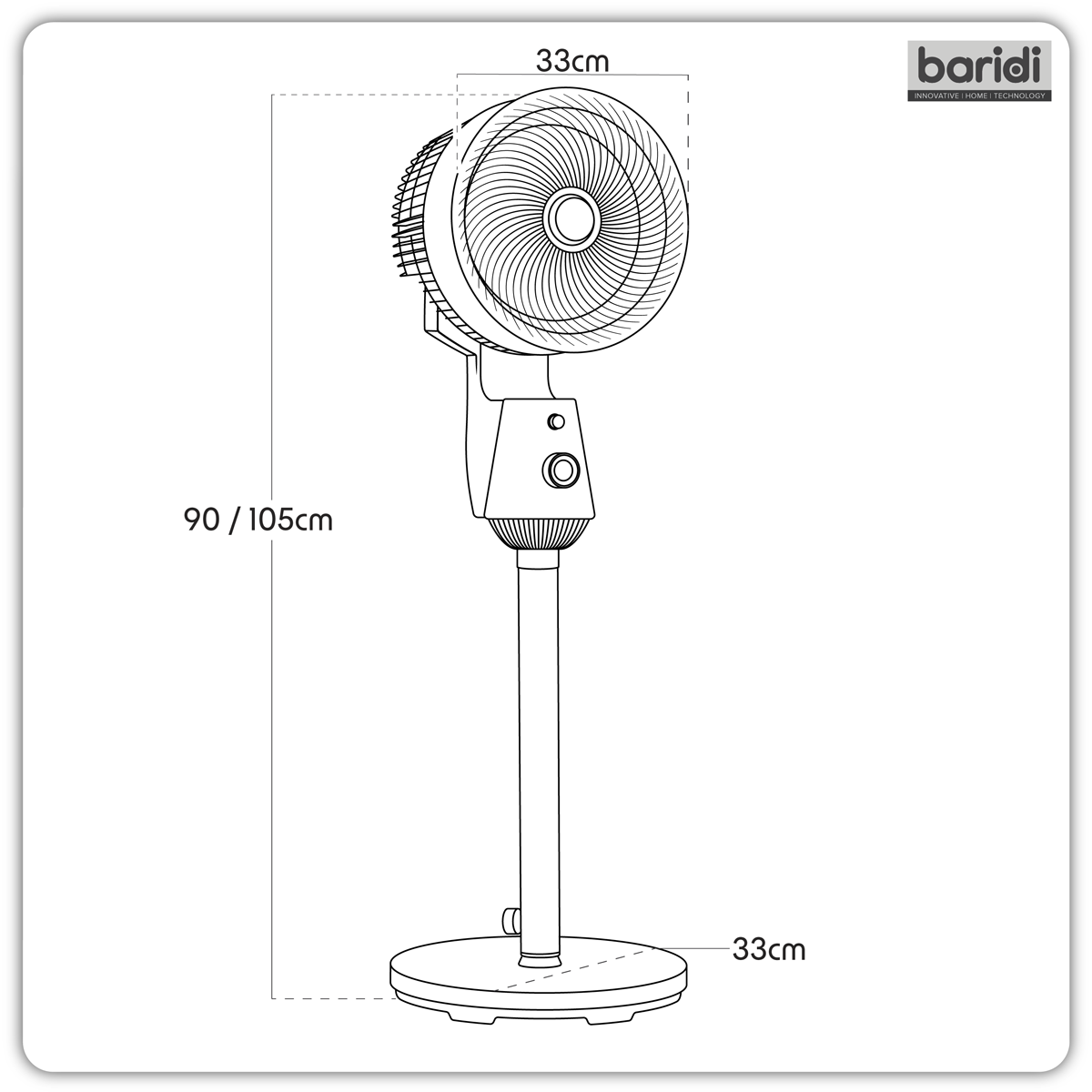 Baridi DH142 10" Pedestal Fan with Manual Control 230V - Grey - additional view 17