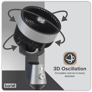 Baridi DH142 10" Pedestal Fan with Manual Control 230V - Grey - additional view 2