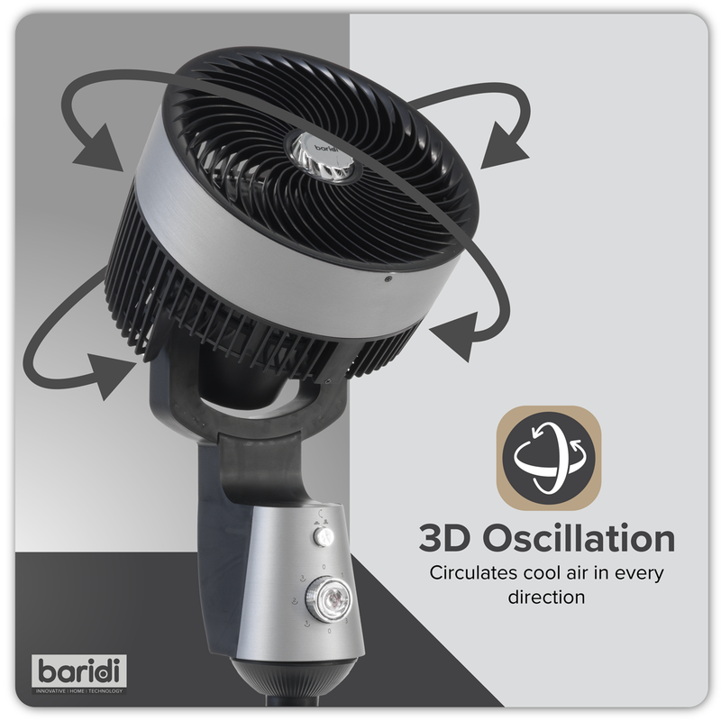 Baridi DH142 10" Pedestal Fan with Manual Control 230V - Grey - additional view 2