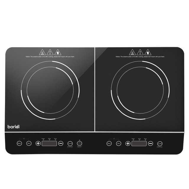 Baridi DH146 Portable Induction Hob with 2 Cooking Zones 60 x 36 x 6.5cm - Black