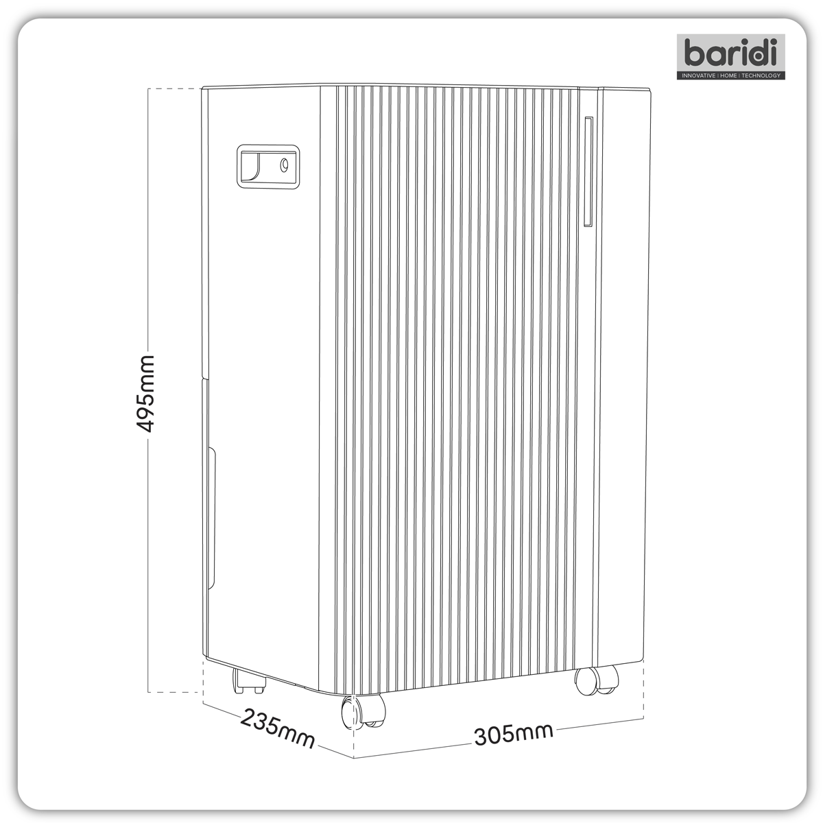 Baridi DH147 Dehumidifier with Digital Display & 24hr Timer 12L - White - additional view 3