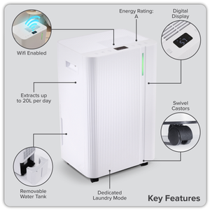 Baridi DH147 Dehumidifier with Digital Display & 24hr Timer 12L - White - additional view 13