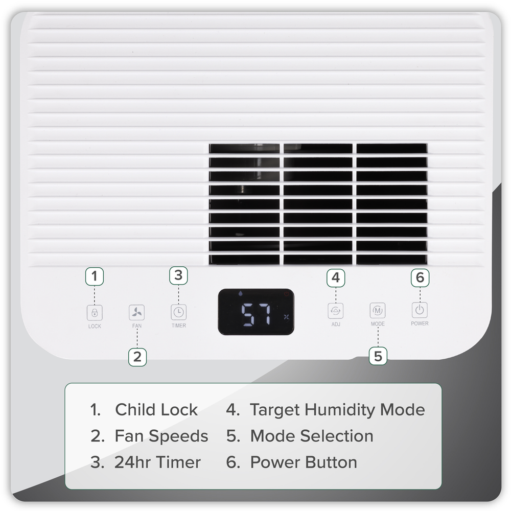 Baridi DH147 Dehumidifier with Digital Display & 24hr Timer 12L - White - additional view 14