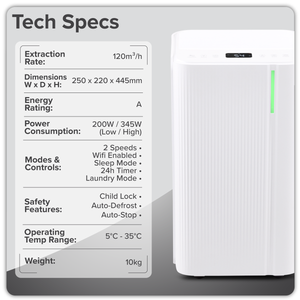 Baridi DH147 Dehumidifier with Digital Display & 24hr Timer 12L - White - additional view 12
