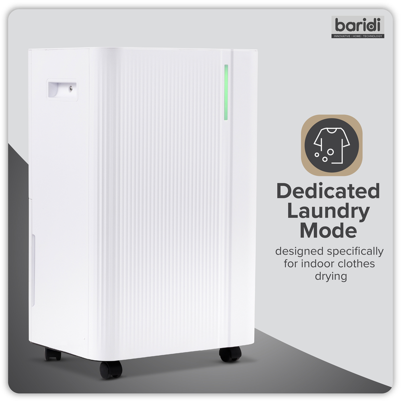 Baridi DH148 Dehumidifier with Digital Display & 24hr Timer 20L - White - additional view 9