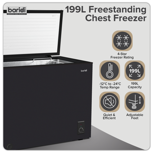 Baridi DH151 Freestanding Chest Freezer 199L Capacity - Black - additional view 16