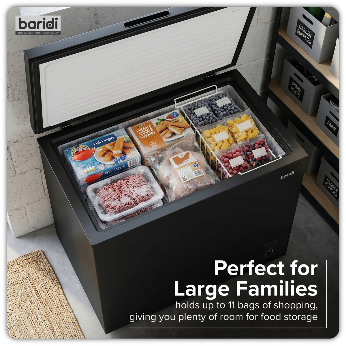 Baridi DH151 Freestanding Chest Freezer 199L Capacity - Black - additional view 14
