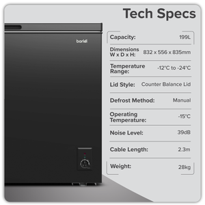 Baridi DH151 Freestanding Chest Freezer 199L Capacity - Black - additional view 13