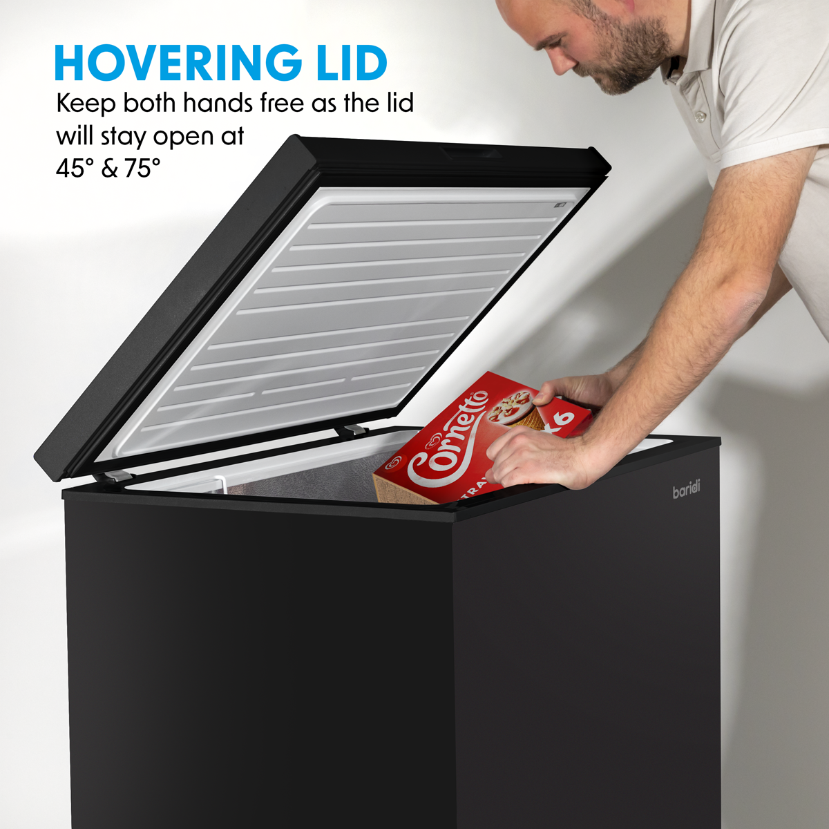 Baridi DH153 Freestanding Chest Freezer 99L Capacity - Black - additional view 3