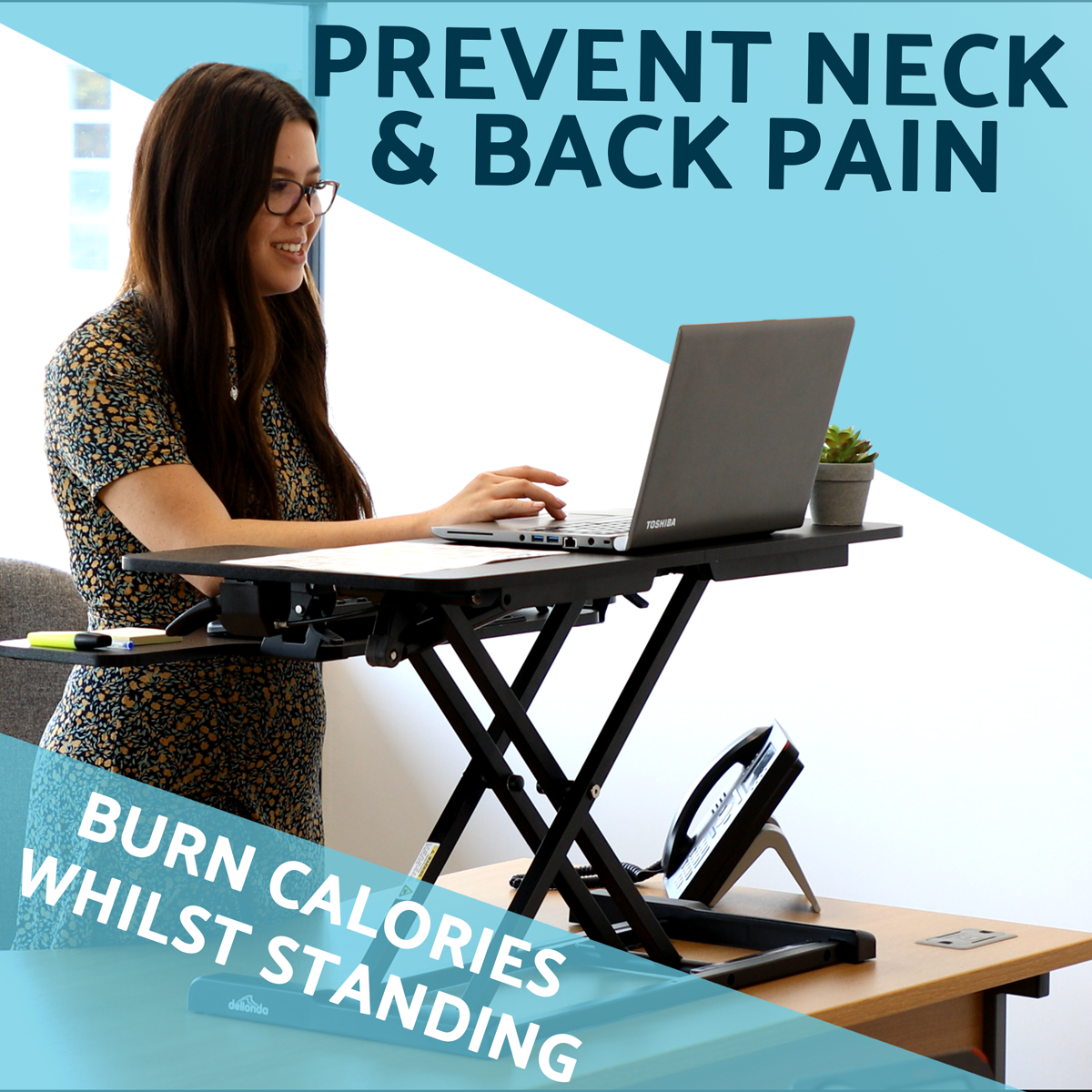 Dellonda DH15 89cm Adjustable-Height Standing Desk Riser 15kg Capacity - additional view 5