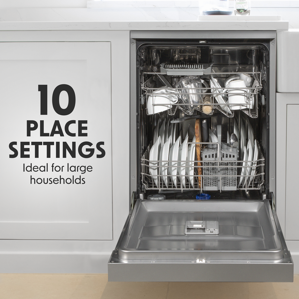 Baridi DH166 Slimline Freestanding Dishwasher 45cm Wide 10 Place Settings - Silver - additional view 14