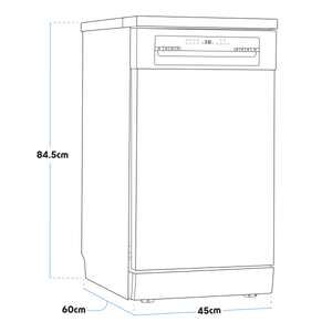Baridi DH166 Slimline Freestanding Dishwasher 45cm Wide 10 Place Settings - Silver - additional view 18