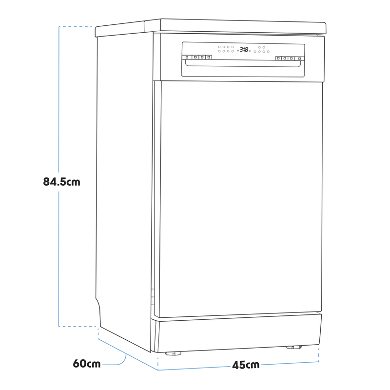 Baridi DH166 Slimline Freestanding Dishwasher 45cm Wide 10 Place Settings - Silver - additional view 18