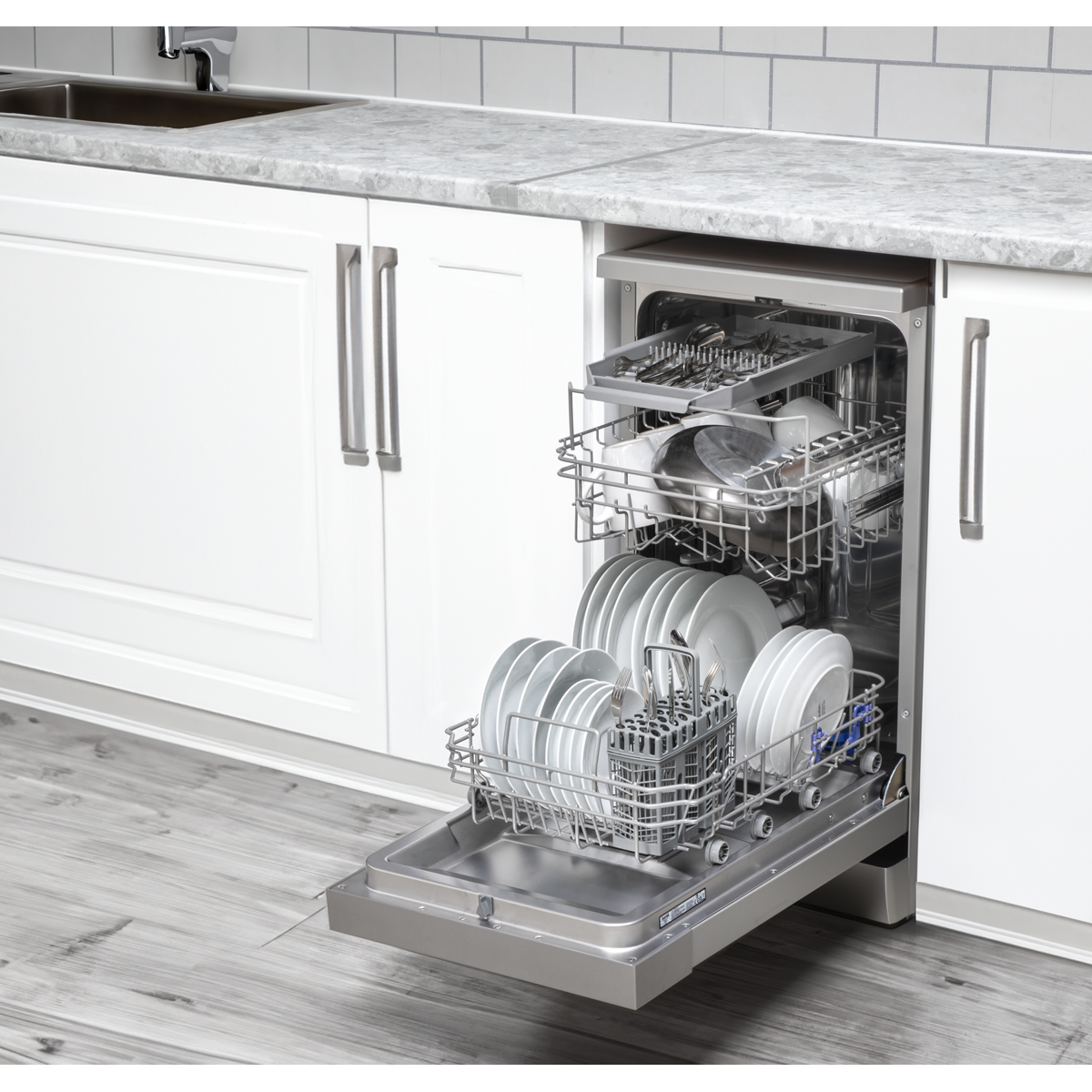 Baridi DH166 Slimline Freestanding Dishwasher 45cm Wide 10 Place Settings - Silver - additional view 7
