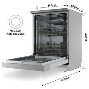 Baridi DH167 Regular Sized Freestanding Dishwasher 60cm Wide 14 Place Settings - Silver - additional view 10