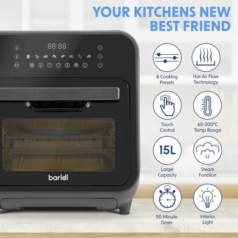 Baridi DH171 Steam Air Fryer Oven 15L Capacity - additional view 6