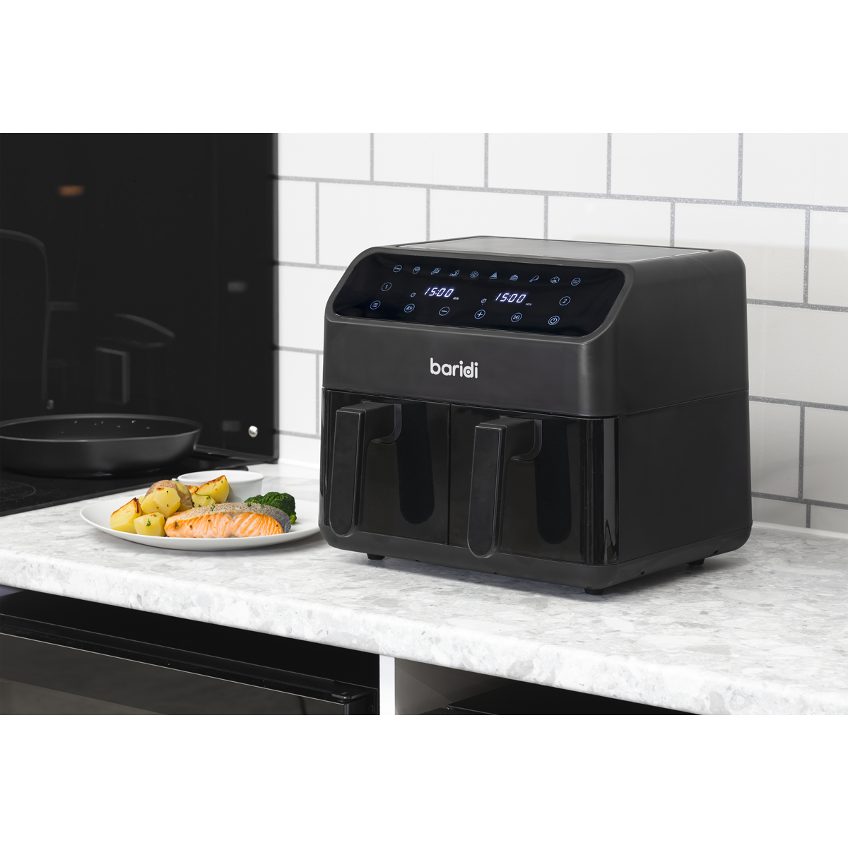 Baridi DH172 Dual Zone Air Fryer 8L with 8-in-1 Functions Touch Controls, Easy-Clean, Black - DH172 - additional view 9