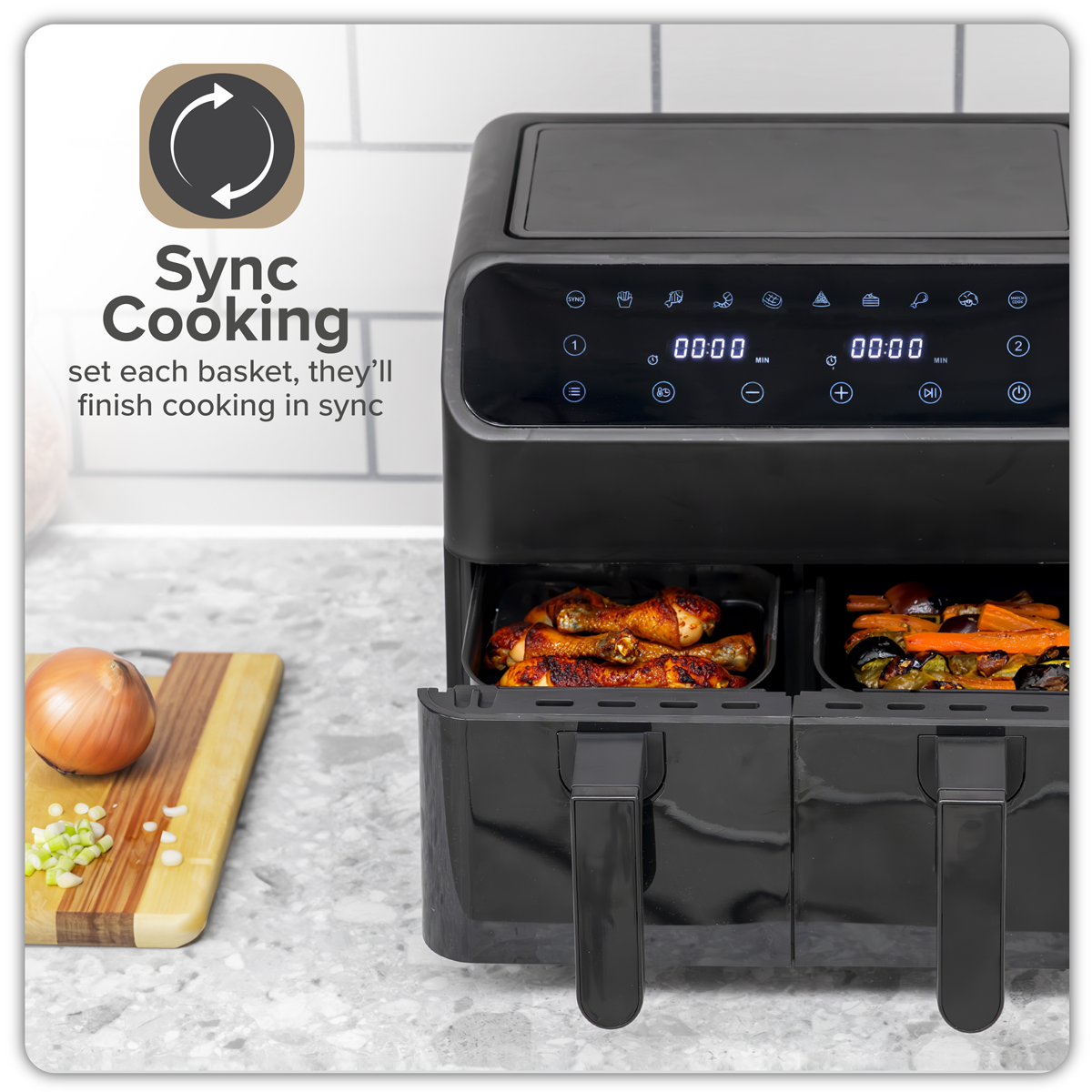 Baridi DH172 Dual Zone Air Fryer 8L with 8-in-1 Functions Touch Controls, Easy-Clean, Black - DH172 - additional view 14