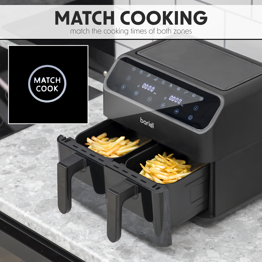 Baridi DH172 Dual Zone Air Fryer 8L with 8-in-1 Functions Touch Controls, Easy-Clean, Black - DH172 - additional view 13