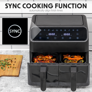 Baridi DH172 Dual Zone Air Fryer 8L with 8-in-1 Functions Touch Controls, Easy-Clean, Black - DH172 - additional view 2