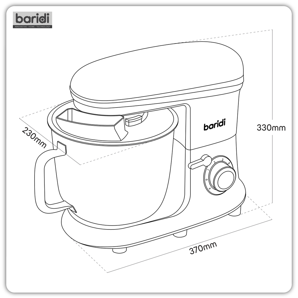 Baridi DH173 1500W Stand Mixer with Accessories 6L - Black - additional view 7