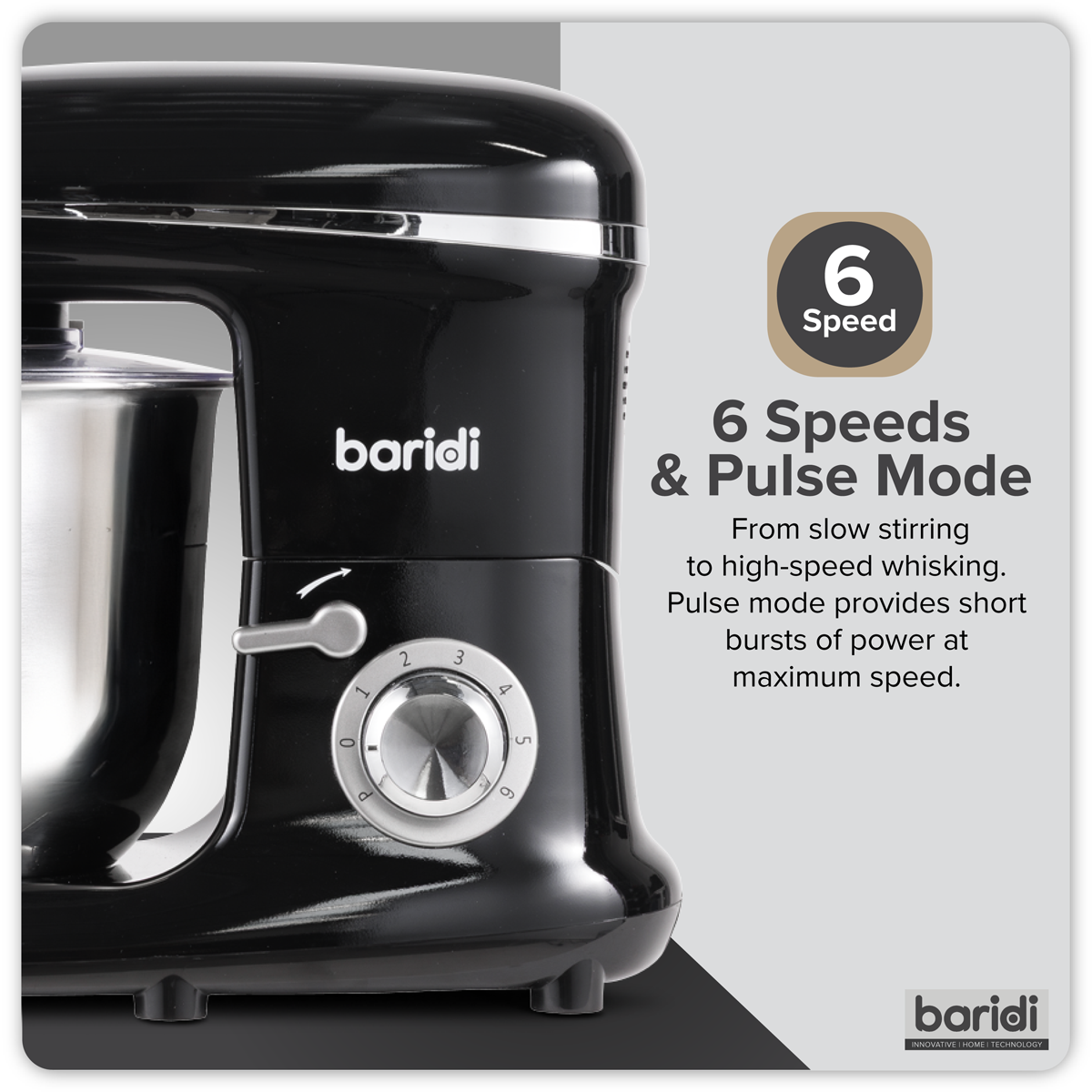 Baridi DH173 1500W Stand Mixer with Accessories 6L - Black - additional view 4