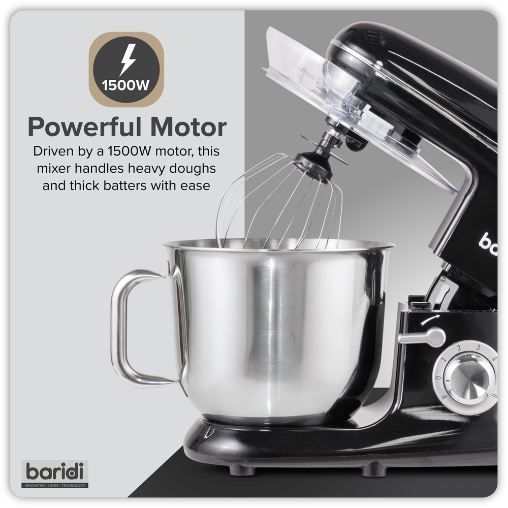 Baridi DH173 1500W Stand Mixer with Accessories 6L - Black - additional view 3