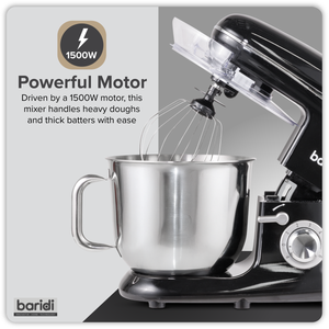 Baridi DH173 1500W Stand Mixer with Accessories 6L - Black - additional view 3