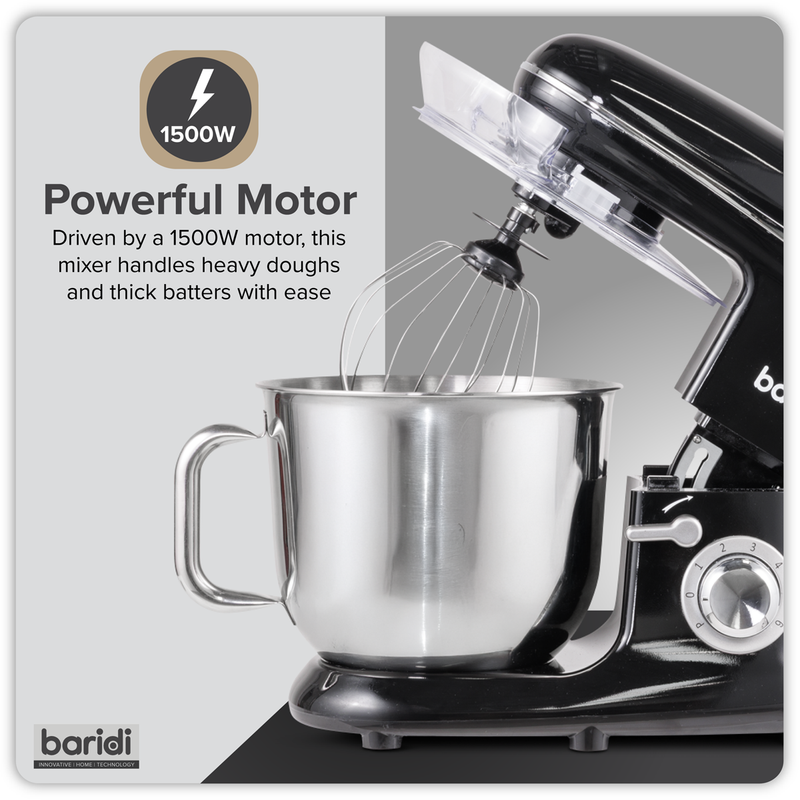 Baridi DH173 1500W Stand Mixer with Accessories 6L - Black - additional view 3